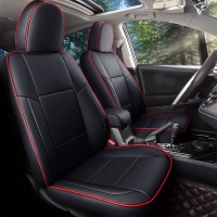 MQBGGEPZ Black Leather Fitted Car Seat Covers - Waterproof, Anti-Slip, and Stylish Protection for Vehicle Interiors