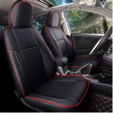 MQBGGEPZ Black Leather Fitted Car Seat Covers - Waterproof, Anti-Slip, and Stylish Protection for Vehicle Interiors